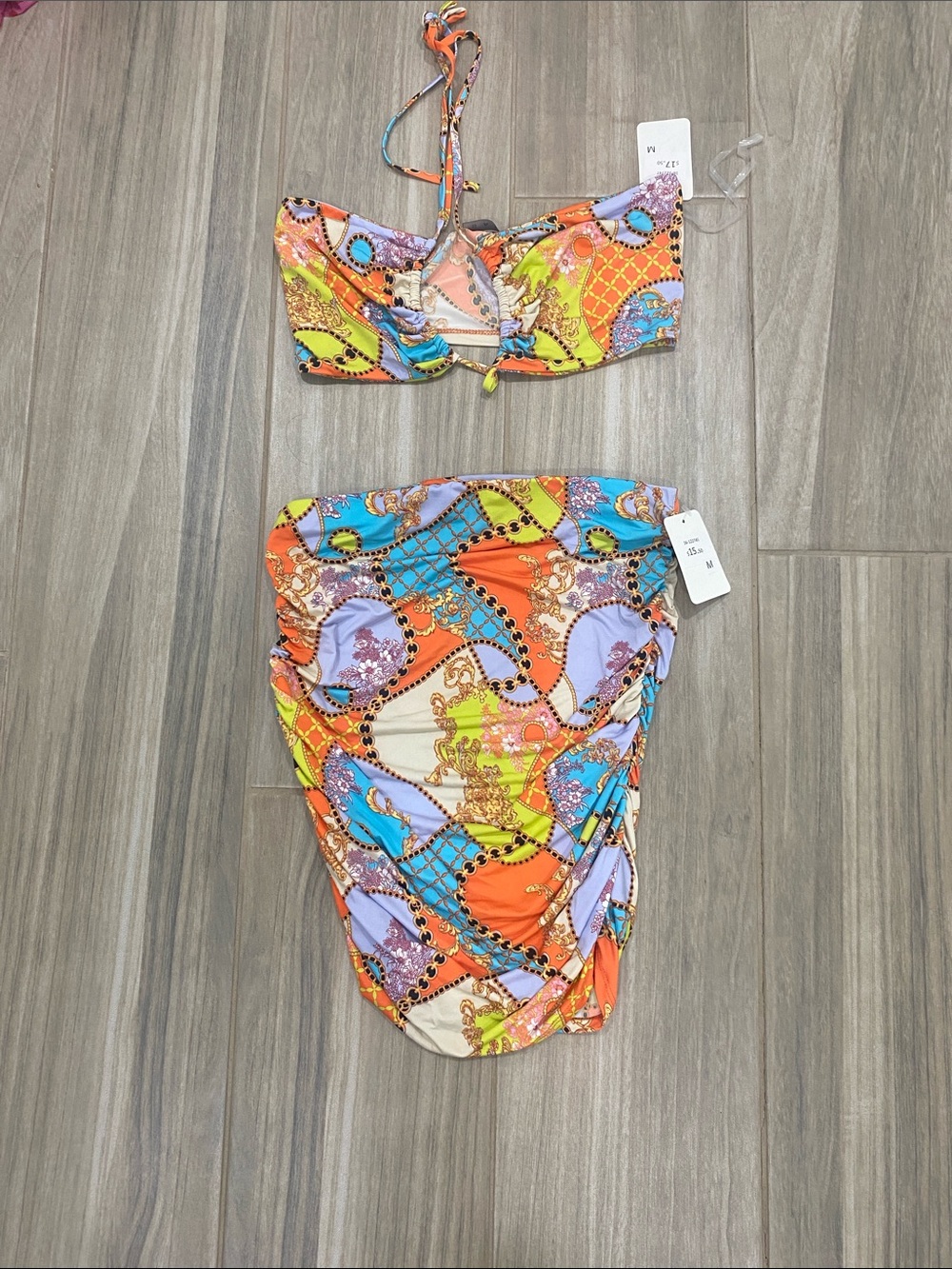 Sabora Multicolor Printed Two-Piece Set - Orange, Blue & Purple